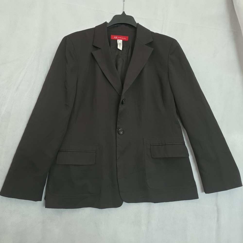 AK Anne Klein Blazer Womens 16W Brown Stretch 2 Button Career Suit Jacket